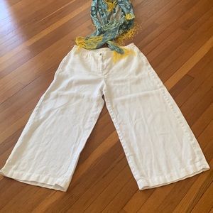 Eileen Fisher white organic linen pants,size 8.